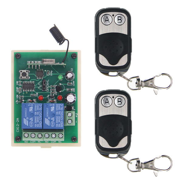 DC 12V 24V 2 CH 2CH RF Wireless Remote Control Switch System,315/433 MHz,2X Metal Frame Transmitters +Receiver,Momentary