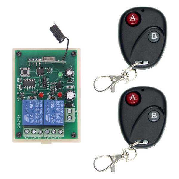 DC 12V 24V 2 CH 2CH RF Wireless Remote Control Switch System,2X Transmitters + Receiver,315/433 MHz,Momentary