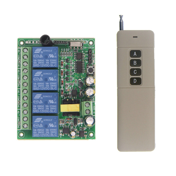 3000m Wide Range High Power 10A Relay AC 220V 4 CH 4CH Wireless RF Remote Control Switch Transmitter & Receiver,315 / 433 MHz