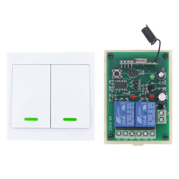 DC 12V 24V 2 CH 2CH RF Wireless Remote Control Switch Receiver +86 Wall Panel Transmitter,315 433 MHz Toggle