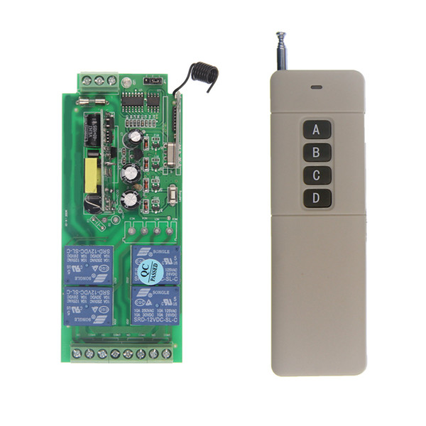 3000m AC 85V-265V 110V 220V 4 Channel 4CH RF Wireless Remote Control Switch System Receiver + Transmitter, 315 433 MHz