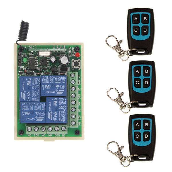 DC 12V 24V 4 CH 4CH RF Wireless Remote Control Light Motor Switch System,Waterproof Transmitter + Receiver,Momentary