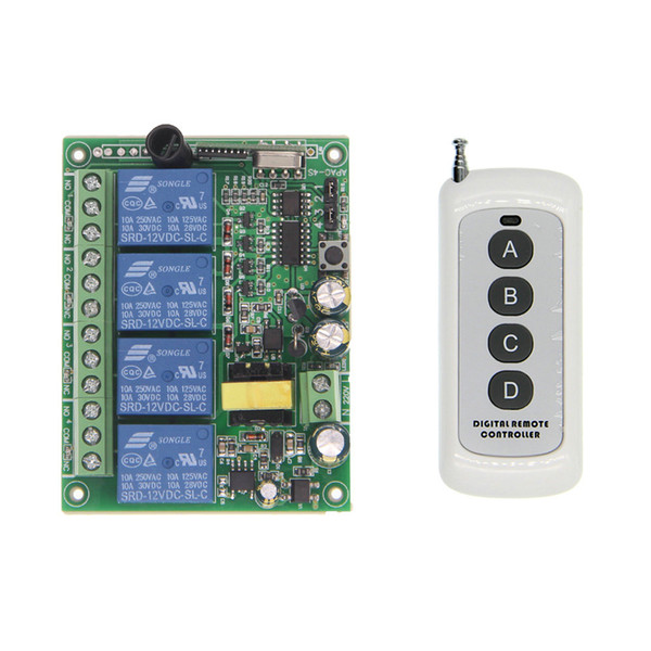 500m AC 220V 4 CH Channel 4CH RF Wireless Remote Control Switch System Receiver + Transmitter, 315 433 MHz