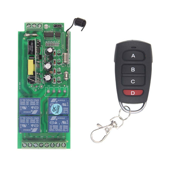 AC85V-265V 110V 220V 230V 4 Channel 4CH RF Wireless Remote Control Switch System Receiver + Transmitter, 315 433 MHz