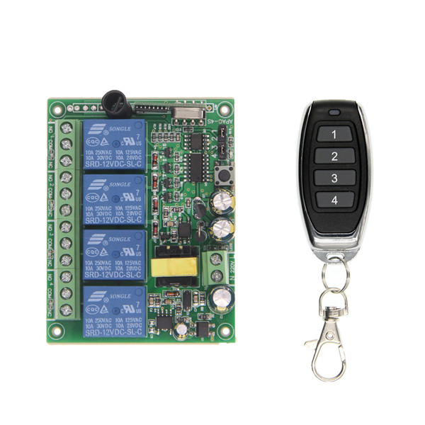 Universal AC 220V 10A Relay 4CH 4 CH Wireless RF Remote Control Switch Transmitter+Receiver Module,315 / 433 MHz