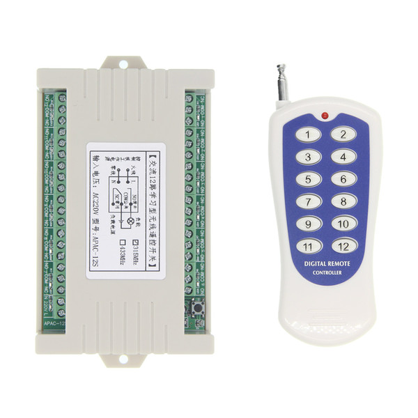 12CH 12 CH Wireless Remote Control LED Light Switch 220V Relay Output Radio RF Transmitter And 315/433 MHz Receiver