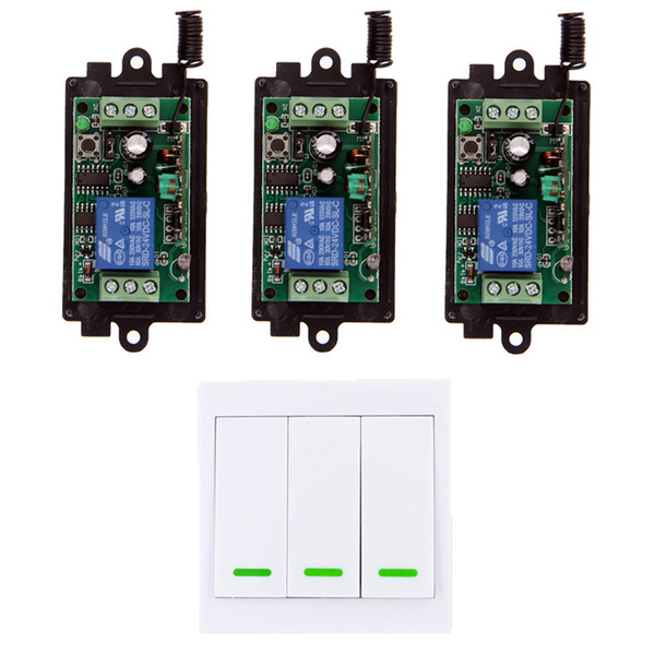 DC 9V 12V 24V 1 CH 1CH RF Wireless Remote Control Switch System Receiver+3CH 86 Wall Transmitter,315/433 MHz