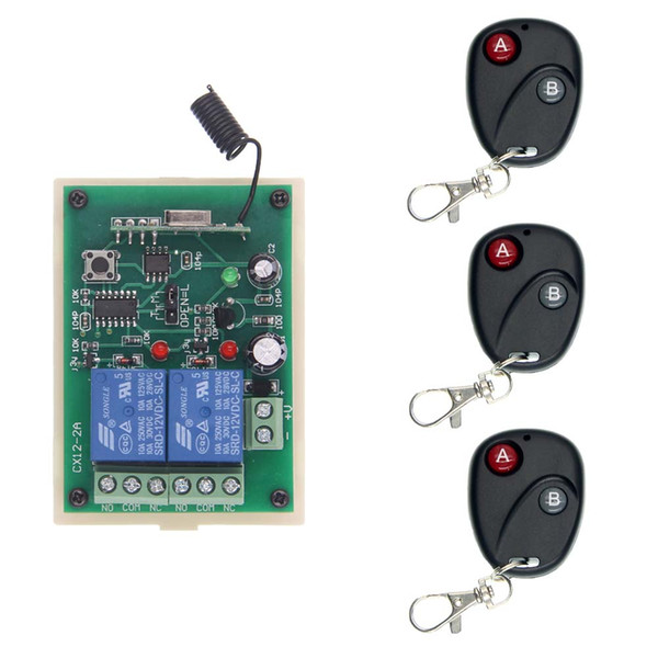 DC 12V 24V 2 CH 2CH RF Wireless Remote Control Switch System,3 X Transmitter + Receiver,315/433 MHz