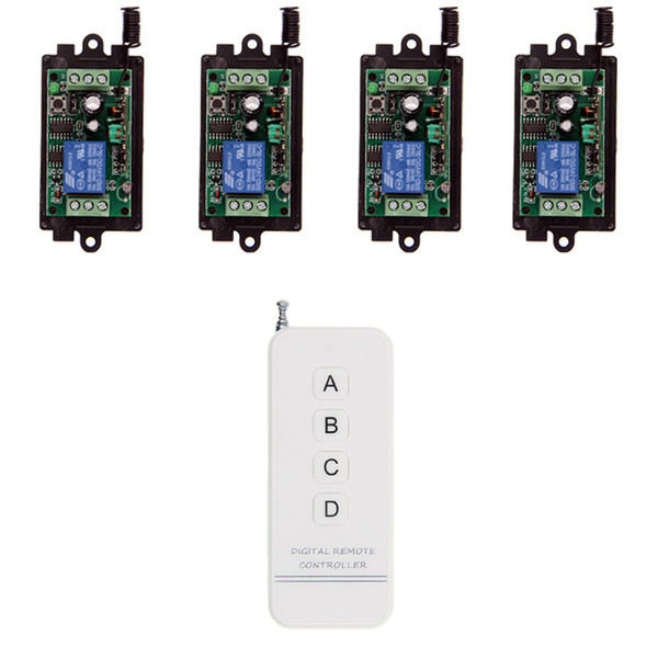 2019 New 500m DC 9V 12V 24V 1 CH 1CH RF Wireless Remote Control Switch System,4CH Transmitter + Receiver,Jog / Self-lock