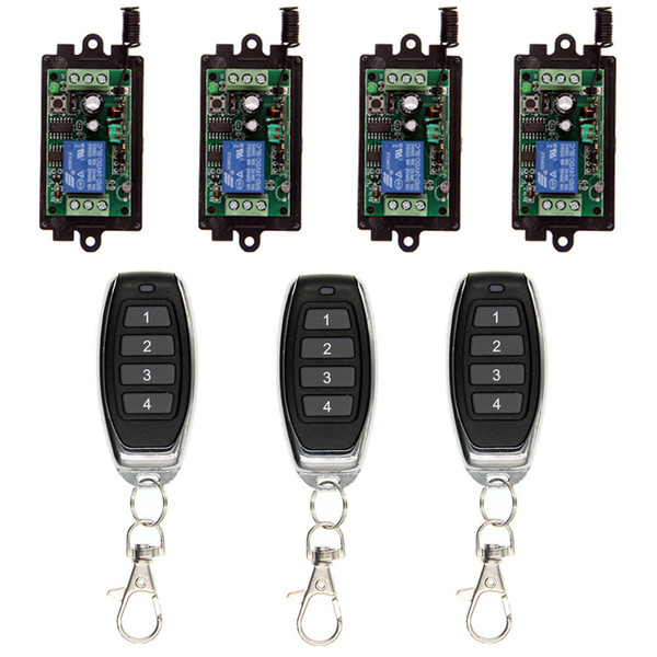 DC 9V 12V 24V 10A Relay 1CH Wireless RF Remote Control Switch 4CH Transmitter+ Receiver 315 / 433 MHz Controller Popular