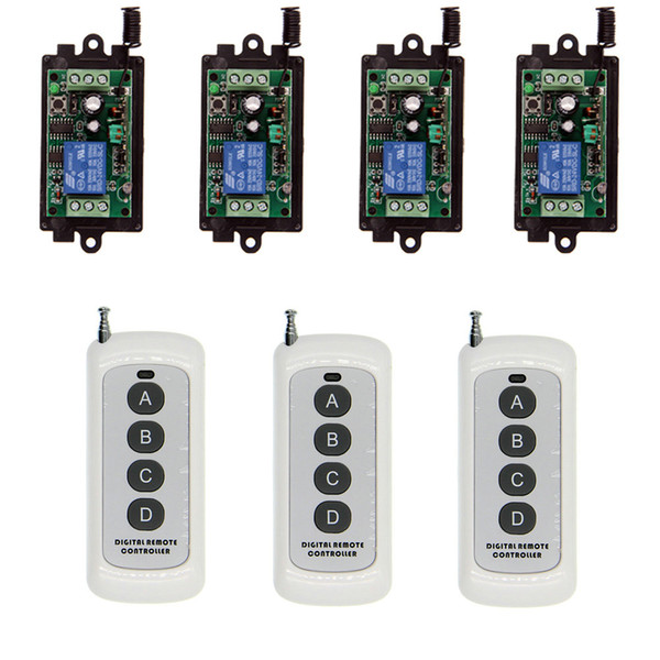 500m DC 9V 12V 24V 1 CH 1CH RF Wireless Remote Control Switch System,4CH Transmitter + Receiver,Momentary / Toggle