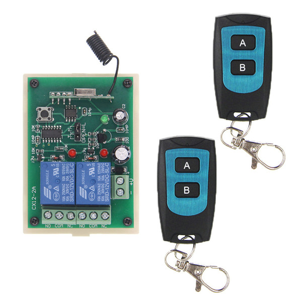 DC 12V 24V 2 CH 2CH RF Wireless Remote Control Switch System, Waterproof Transmitter + 10A Receiver,315/433 MHz,Jog,Toggle