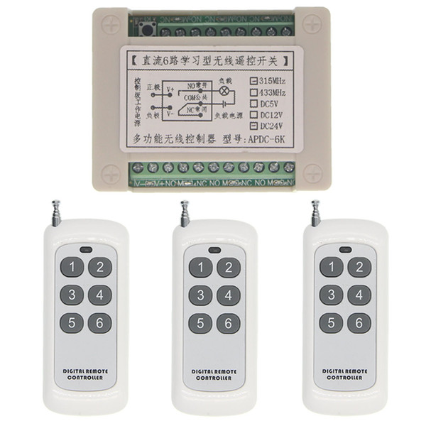 500m High Power 10A Relay DC 12V 24V 6 CH 6CH Wireless RF Remote Control Switch Transmitter & Receiver,315 / 433 MHz