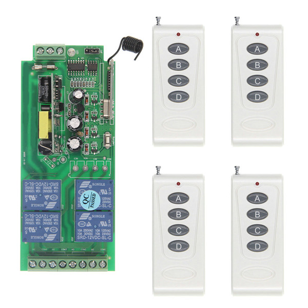 1000m Long Distance 10A Relay AC 220V 110V 85-265V 4 CH 4CH Wireless RF Remote Control Switch Transmitter + Receiver