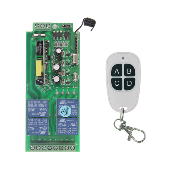 Wireless Relay 85V-265V 110V 220V 10A Relay 4CH 4 CH Wireless RF Remote Control Switch Transmitter+ Receiver