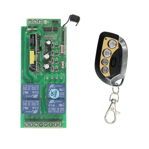 Smart Home AC 110V 220V 85- 250V 4CH 10A Relay Wireless Remote Control Switch Receiver+Transmitter,315/433 MHz ,Toggle