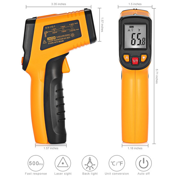 TN400 Non-Contact LCD IR Laser Infrared Digital Temperature Thermometer Gun