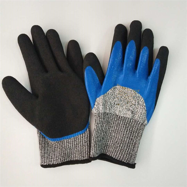 Oil and puncture resistant rubber 5 grade cutting resistant work cater gloves With steel wire