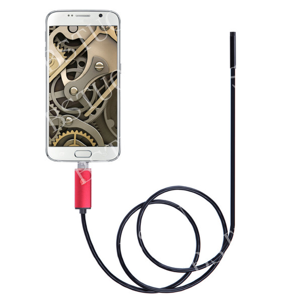 Free Shipping 2 In 1 7mm 6-LED Android PC Endoscope Dual USB IP67 Waterproof Endoscope Adjustable LED Light Camera Borescope-red