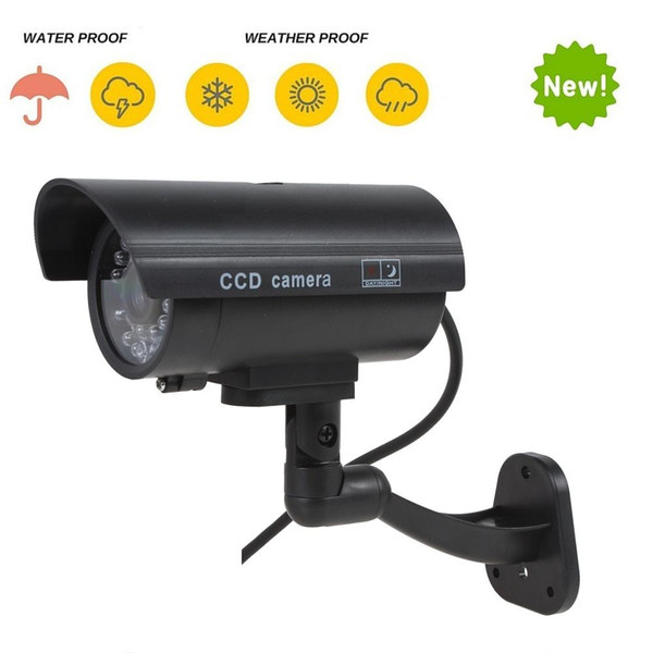 Outdoor Waterproof Fake Dummy Camera Simulated Realistic CCTV IP Bullet Cam for Home Security Surveillance w/ Blinking IR Led