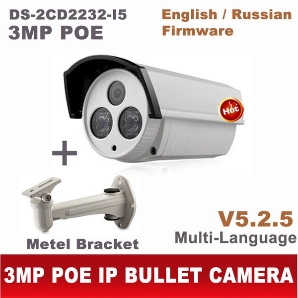 DS-2CD2232-I5 With Outdoor Metel Bracket 3MP IP web camera POE cam CCTV 1080P ipcam IPC ds-2cd2232 ds-2cd2232-i ds i5