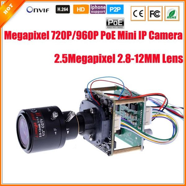 Mini HD 720P 960P 1.0/1.3 Megapixel POE IP Camera Power Over Ethernet CCTV Camera IP 2.5Megapixel Varifocal Lens 2.8-12mm IR Cut