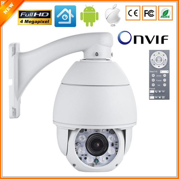 H.265 4MP IP Camera PTZ Speed Dome Camera IP 4X Auto Zoom HI3516D + 1/3'' OV4689 4MP 2592*1520 ONVIF 2.0 8PCS Nano LED Board