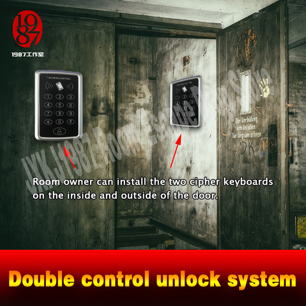 escape room prop Double control unlock system one of two puzzles cipher keyboards IC card magnet can unlock JXKJ1987 STUDIO