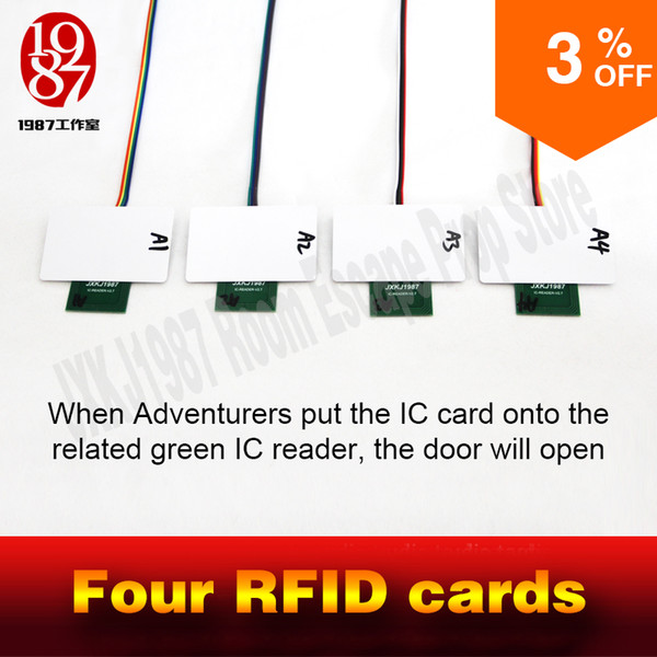 Wholesale -room escape adventurer game prop four rfid prop put four IC cards in one to one relationship to unlock with audio