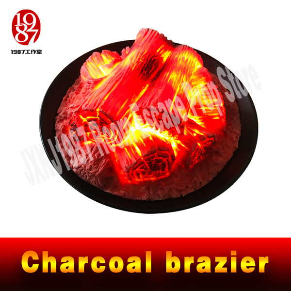 real life escape game prop Round Electric fireplace simulation Charcoal brazier fake firewood bar KTV decoration craft Christmas JXKJ1987