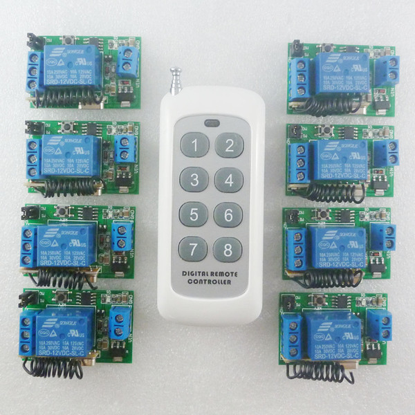 12V 433M RF Delay Time Wireless 8 buttons Remote control Receiver