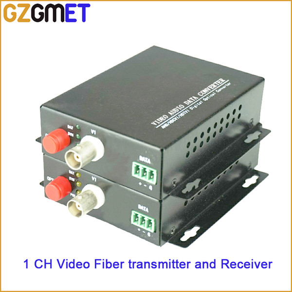 20KM 1 Channel Video Audio Data Fiber Optic Media Converter Transmitter & Receiver with Single Mode Single Fiber FC BNC