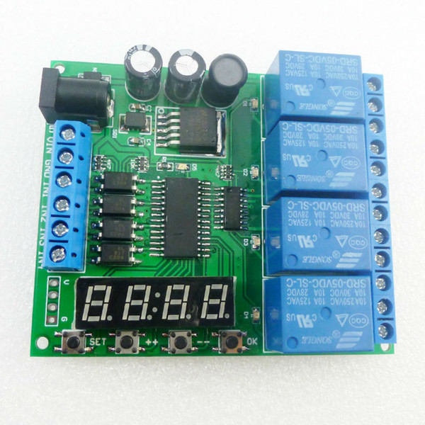 DC 12V 4 Channel Multifunction Cycle Delay Timer Relay Module : Timing Loop Interlock Self-locking Momentary Bistable Monostable
