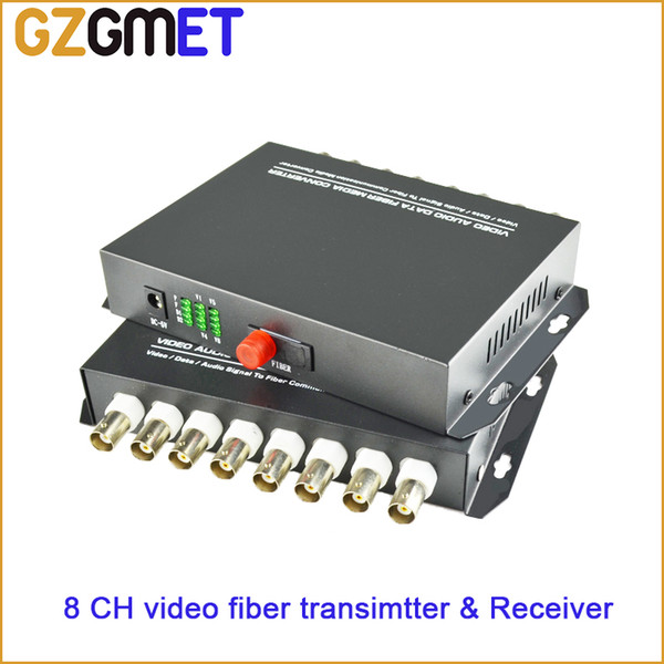 1pair transmitter & receiver 8 channel video data fiber optic media converter with RS485 FC Single mode