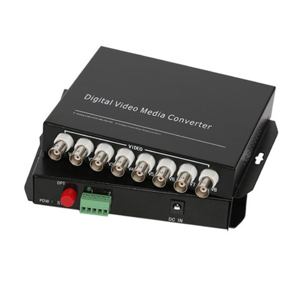 8 CH Video Fiber Optical Media Converters -8 BNC Transmitter Receiver RS485 Data Single mode 20Km For CCTV Surveillance system