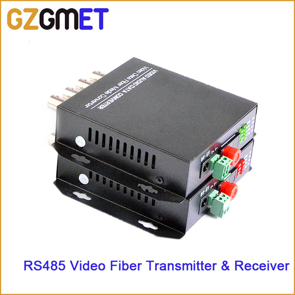 2pcs/lot 20km Transmitter Receiver Fiber Optical Video 4 Channels+1 channel reverse RS485 data Video Digital Optical Converter