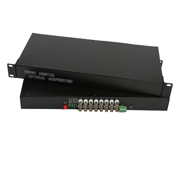 16 CH Video Data Fiber Optical Media Converters -16 BNC Transmitter Receiver 19'' Rack Single mode 20Km For CCTV Surveillance system