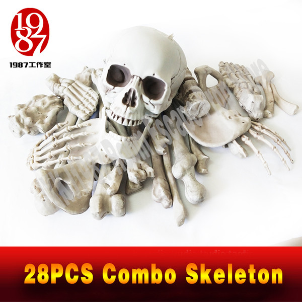 New decoration for escape rooms 28PCS Combo Skeleton plastic Skeleton emulational decoration Halloween and terror theme jxkj1987 chamber