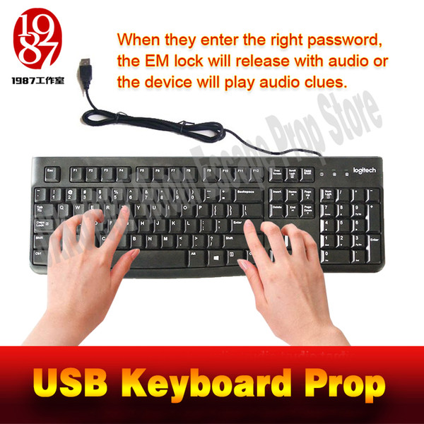 room escape prop USB Keyboard prop enter the right password to unlock and find audio clues chamber escape puzzles jxkj1987