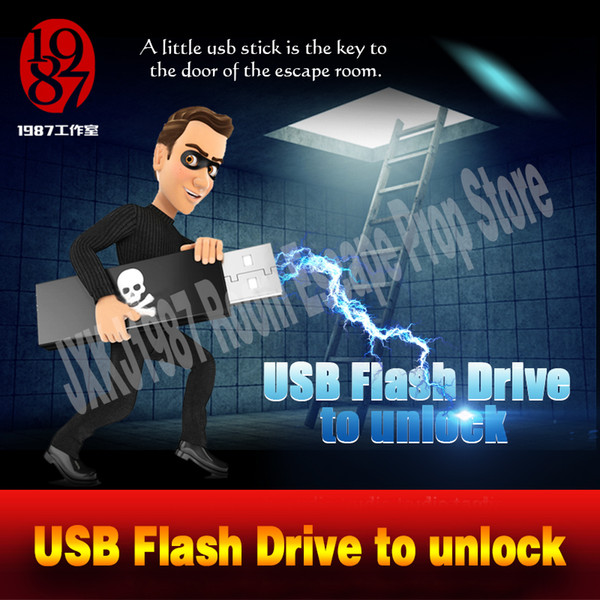 Room escape props real life adventurer game USB Flash Drive prop plug the usb disk U-disk to unlcok from JXKJ1987 chamber room