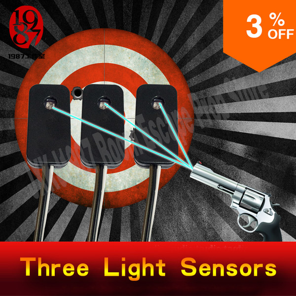 escape room prop three light sensors shoot three light sensorswith three laser pointers at the same time to unlock from jxkj1987