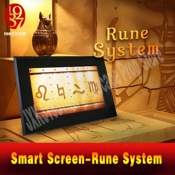 room escape prop smart screen Rune system change the 4 runes to right one to unlock escape chamber puzzle kit from JXKJ1987