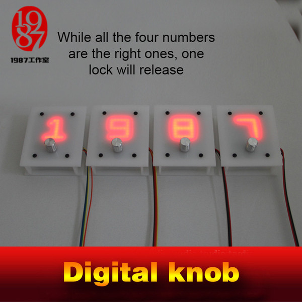 Escape room takagism game prop 4 digital knobs rotated to right numbers to unlock with audio jxkj1987