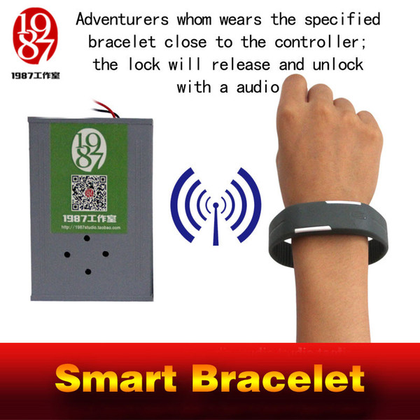 Room escape game prop smart bracelet specific smartband close to contoroller will unlock the door wearing magic band get audio jxkj1987