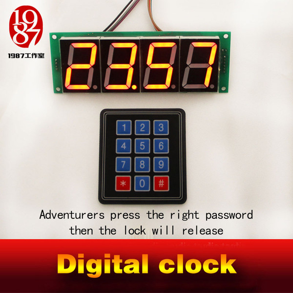 Room escape adventurer prop time prop digital clock find password puzzle via clock enter real time to unlock mesterious prop