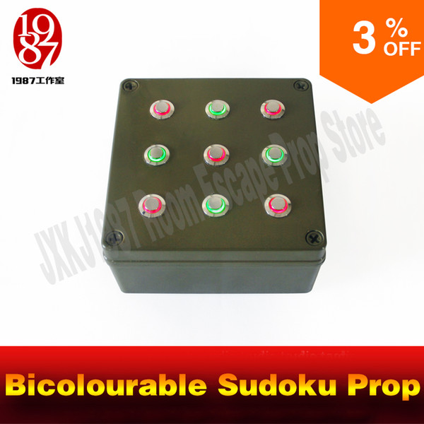 Room escape props Bicolourable Sudoku Prop press the nine buttons into right color to unlock from JXKJ1987