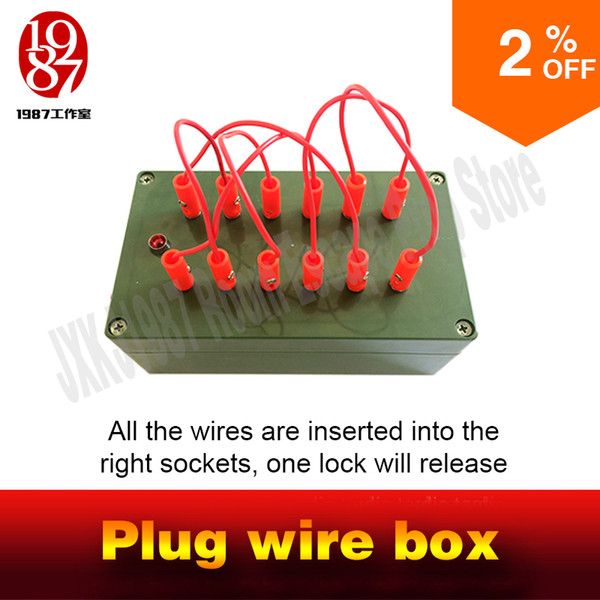 Escape room takagism game props plug wire box all the wires are inserted into the right sockets to unlock charmber room JXKJ1987