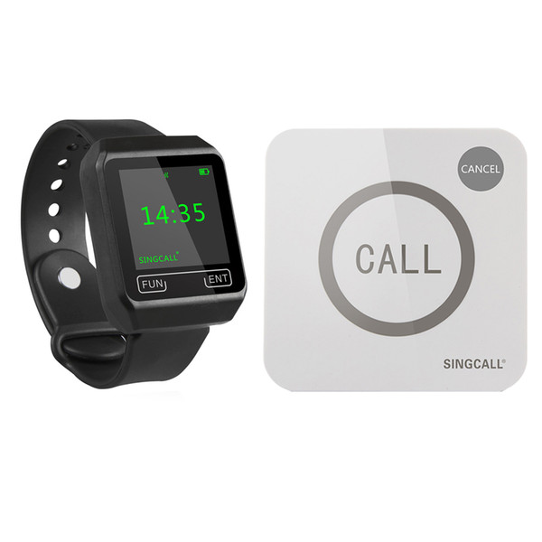 SINGCALL Wireless Restaurant Calling Service System 1 Big Screen Watch and 1 Touchable Button