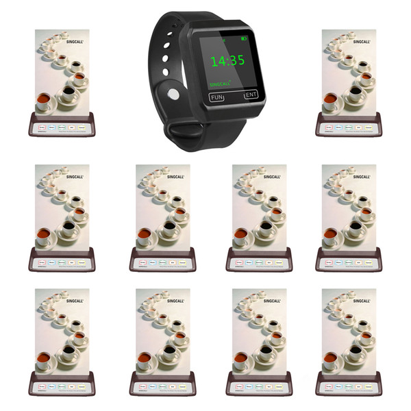 SINGCALL restaurant calling system,1 brand watch and 10 pcs call buttons for coffee shop