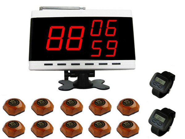 SINGCALL Wireless Waiter Service Calling Systems 10 Bells 2 Watches,1 Screen for hotel, restaurant